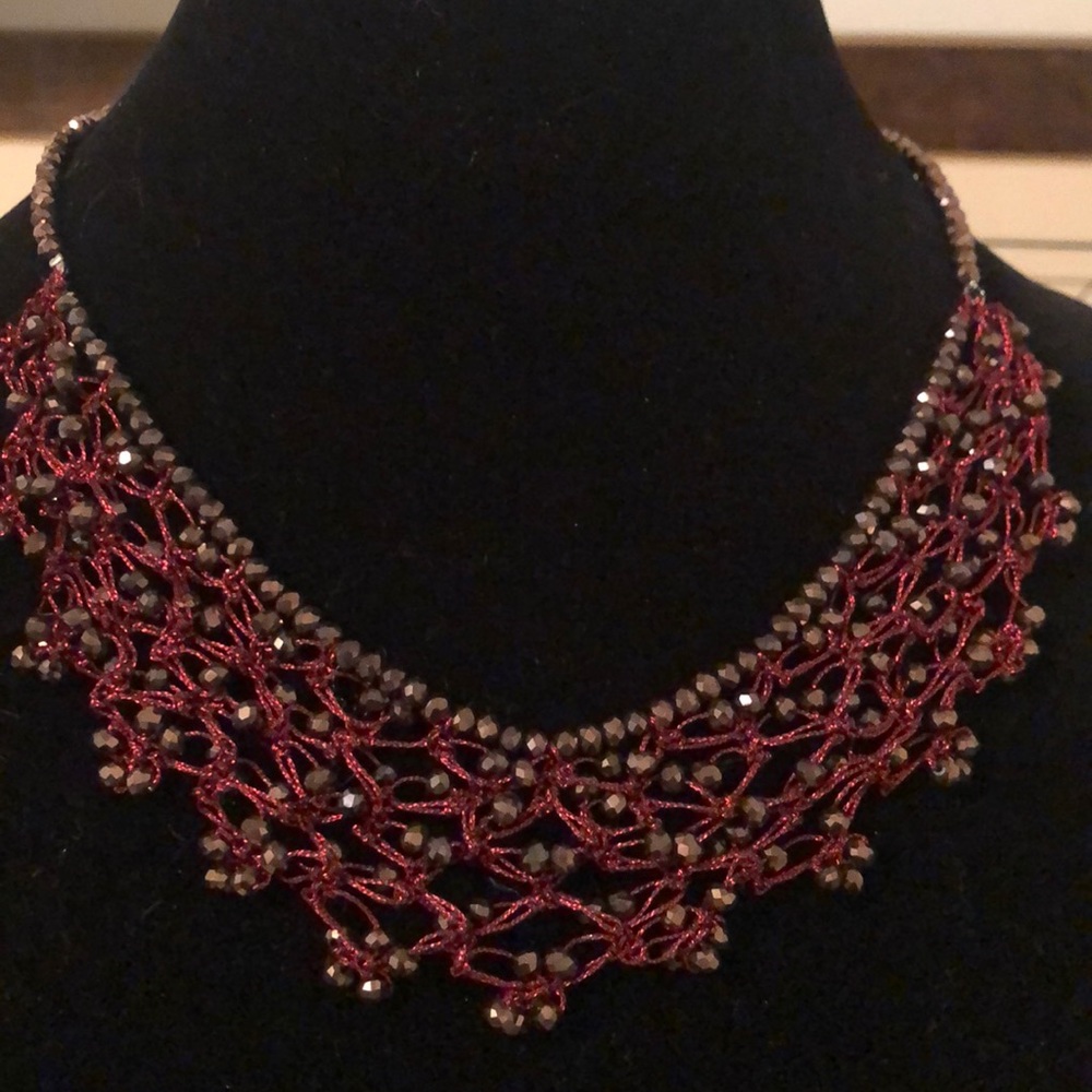 GORGEOUS Hand Crocheted Beaded Necklace